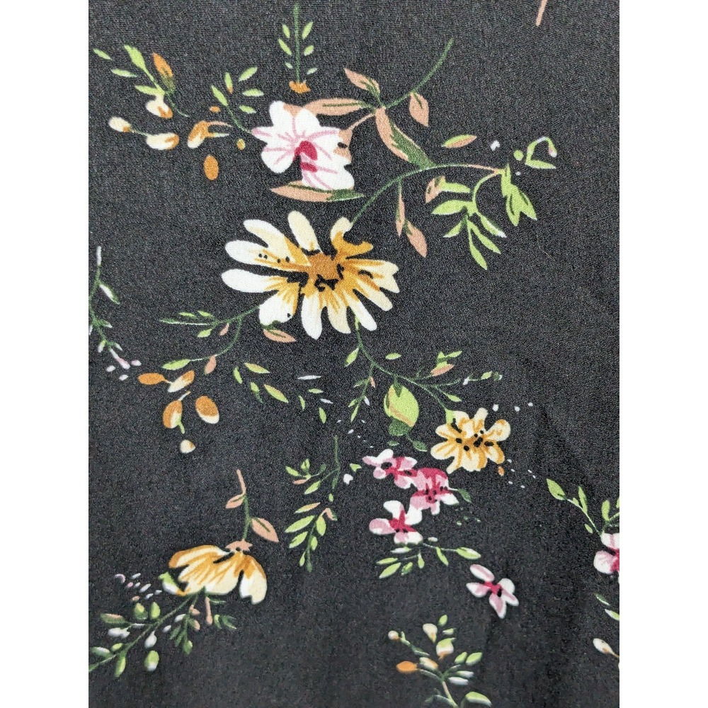 Suzanne Betro Black Floral Tie Front Long Bell Sleeve Midi Dress Size 1X - Picture 3 of 12